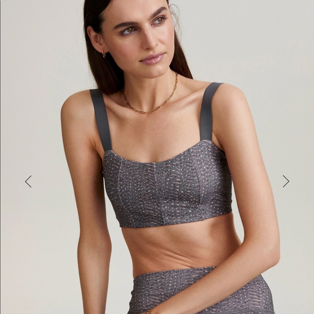 Varley Gray Patterned Longline Sports Bra